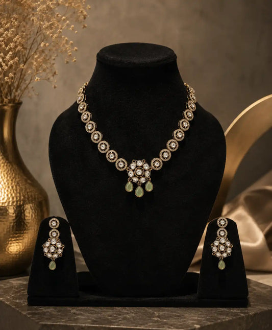 Imperial Mint Kundan Statement Necklace Set