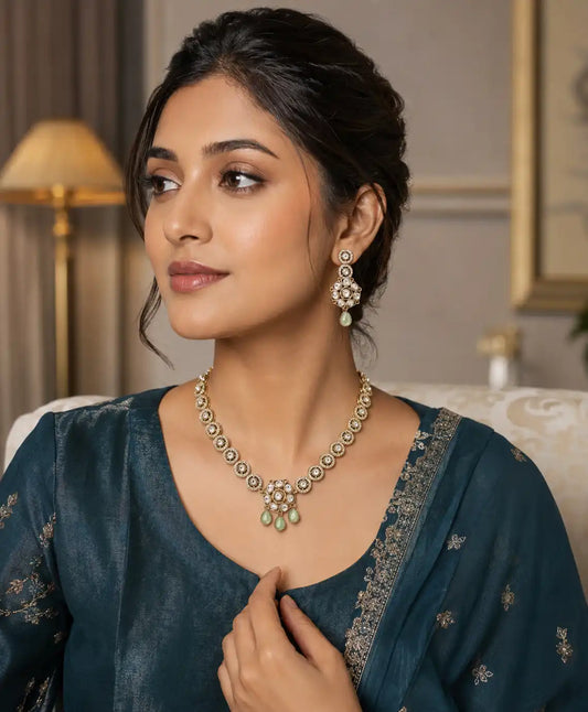 Imperial Mint Kundan Statement Necklace Set