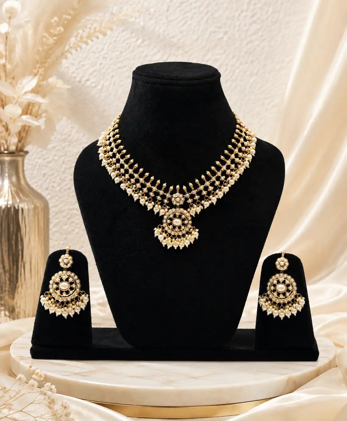 Noor Pearl Kundan Choker Set