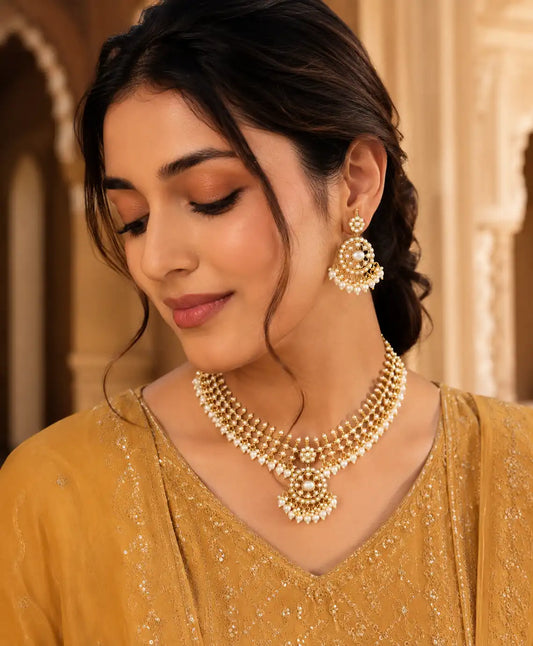 Noor Pearl Kundan Choker Set