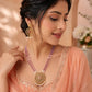 Gulnaar Pink Beaded Pendant Necklace Set