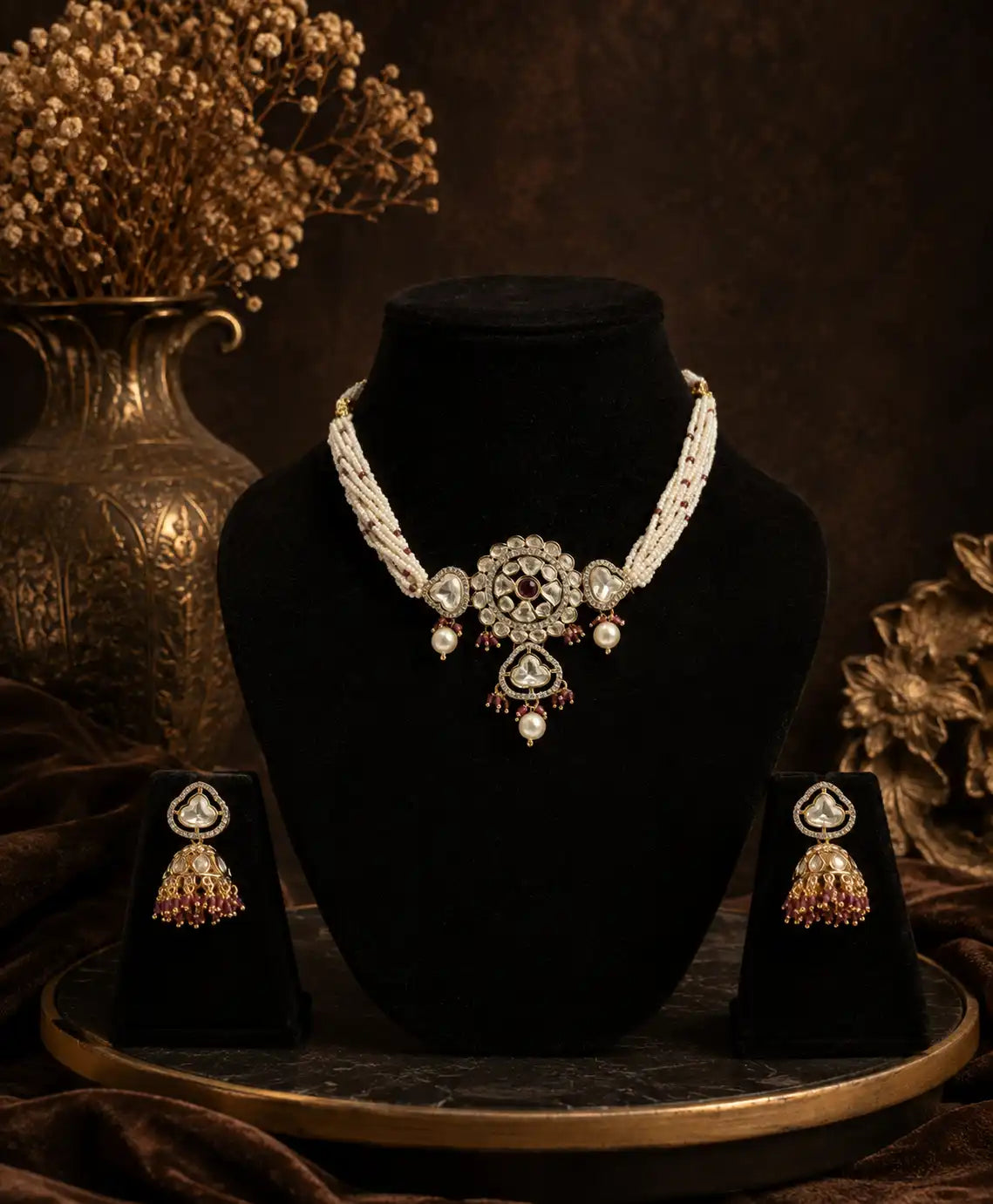 Rajwada Kundan Pearl Ranihaar Set