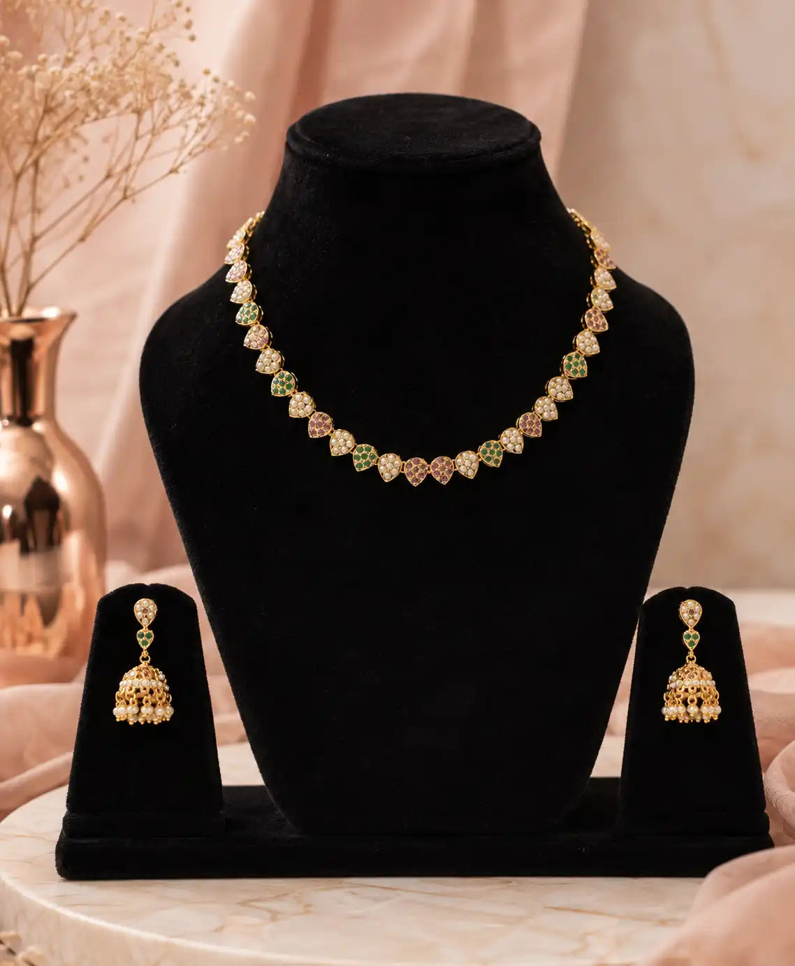 Meher Heart Kundan Necklace Set