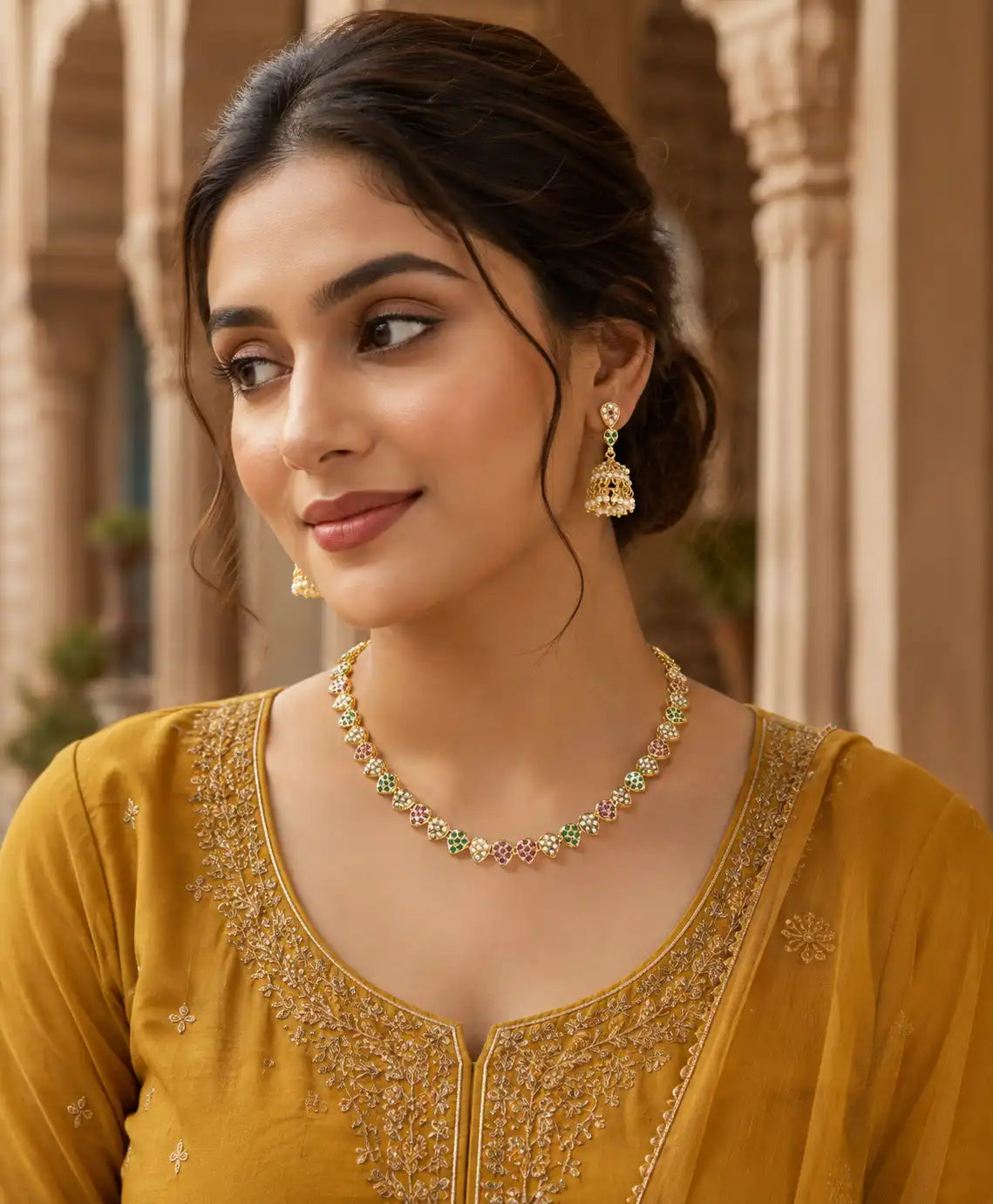 Meher Heart Kundan Necklace Set