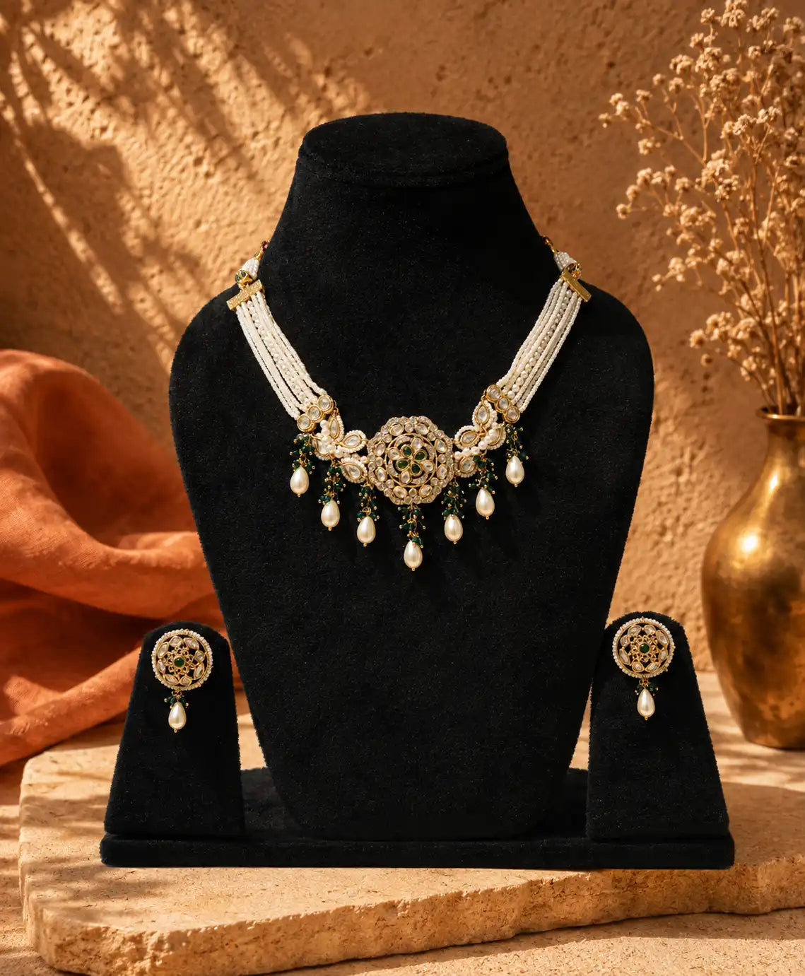 Aarohi Kundan Pearl Choker Set