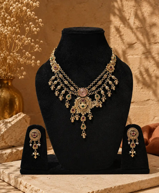 Royal Chandrika Layered Pendant Necklace Set