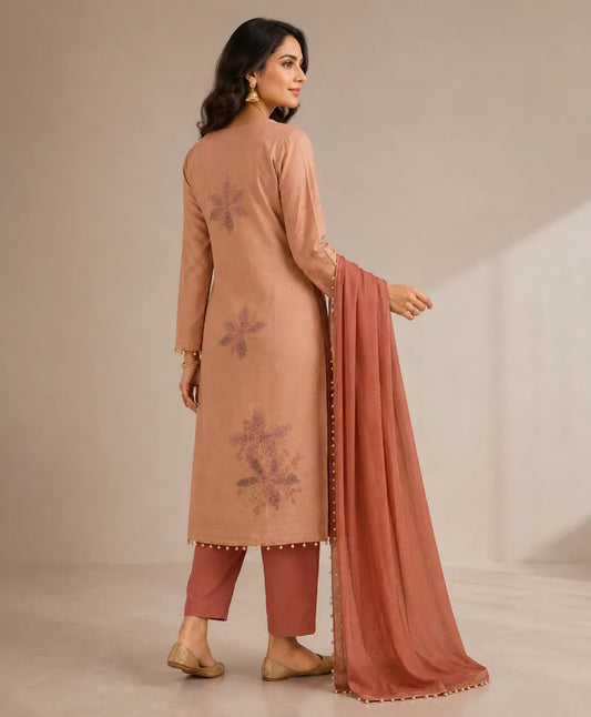 Blush Bloom Designer Unstitched Suit Set