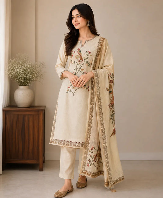Noor Blossom Embroidered Unstitched Suit Set