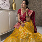 Mustard Yellow & Maroon Embroidered Lehenga Set