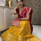 Mustard Yellow & Maroon Embroidered Lehenga Set