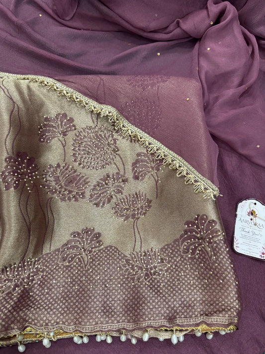 Wine Elegance Designer Unstitched Suit Set