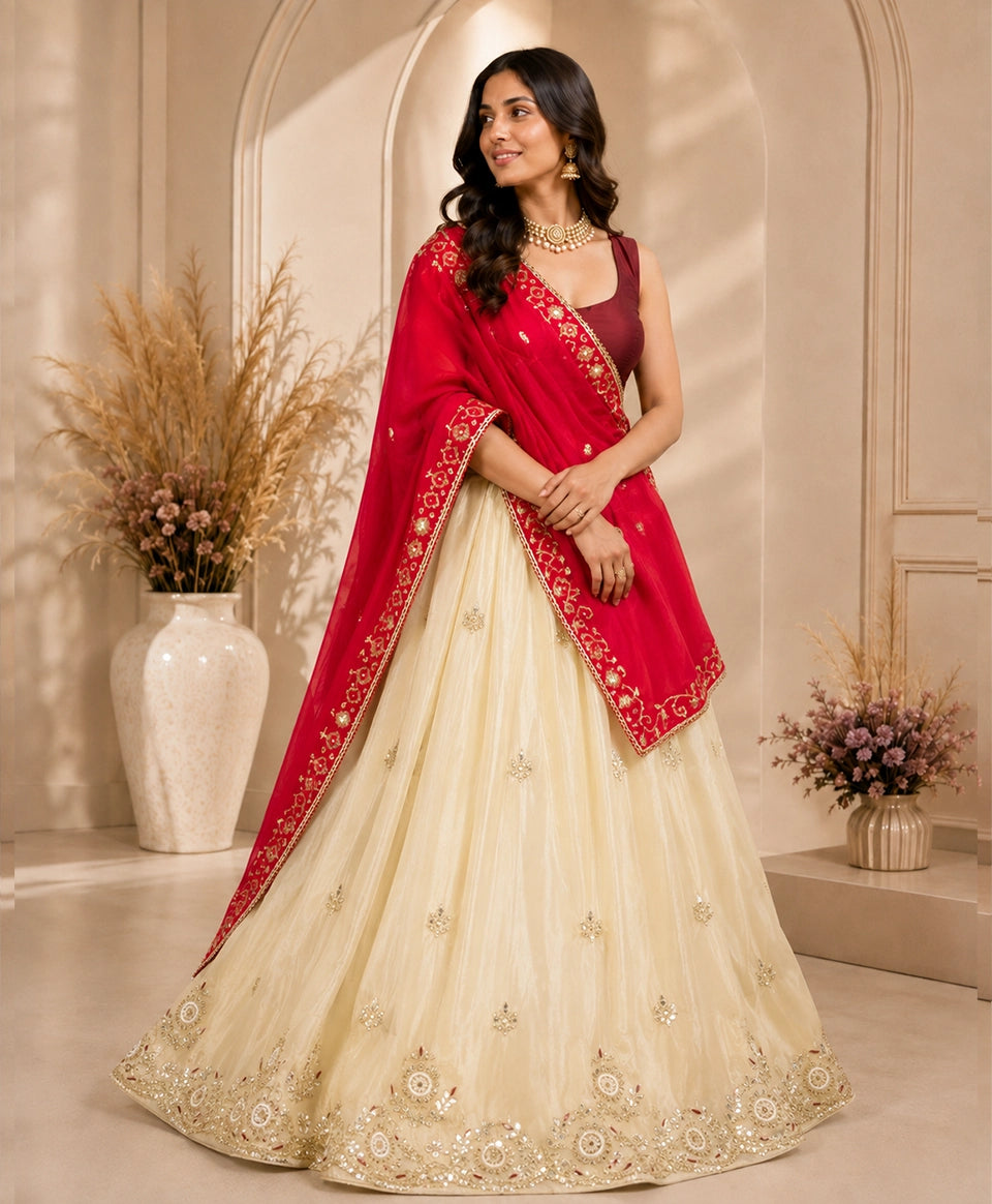 Ivory Grace Embroidered Bridal Lehenga Set