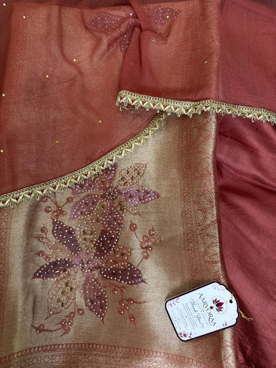 Peach Designer Unstitched Suit Set