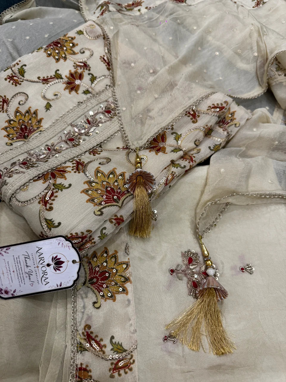 Ivory Petals Floral Unstitched Suit Set