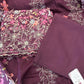 Wine Floral Embroidered Suit Set